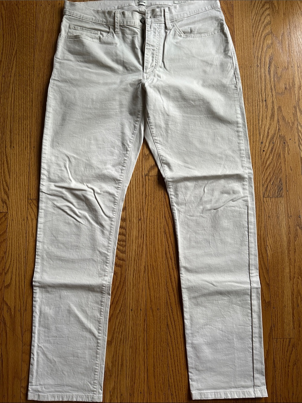 Men's 5 Pocket Pant. Slim Fit Off White Chinos - Modern Everyday Pant